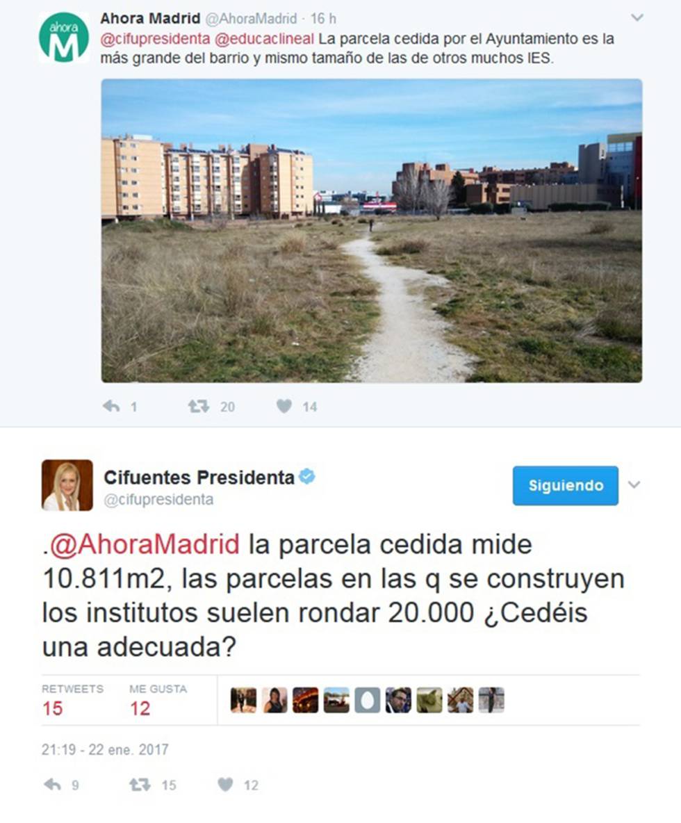 Cifuentes se reunirá con la plataforma Instituto en Rejas ya