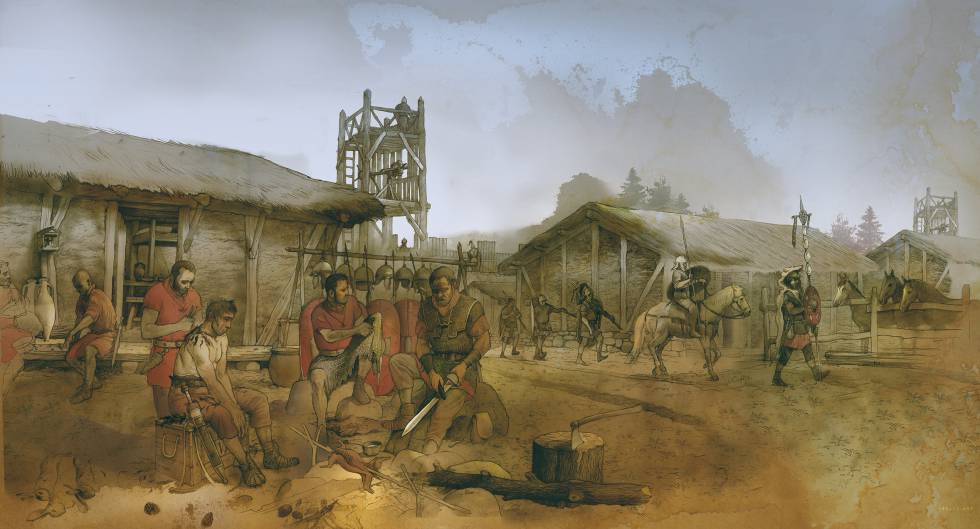 Dibujo de Albert Álvarez Marsal que recrea cómo era la vida en Numancia.