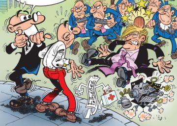 Trump recibe un chichón de Mortadelo y Filemón