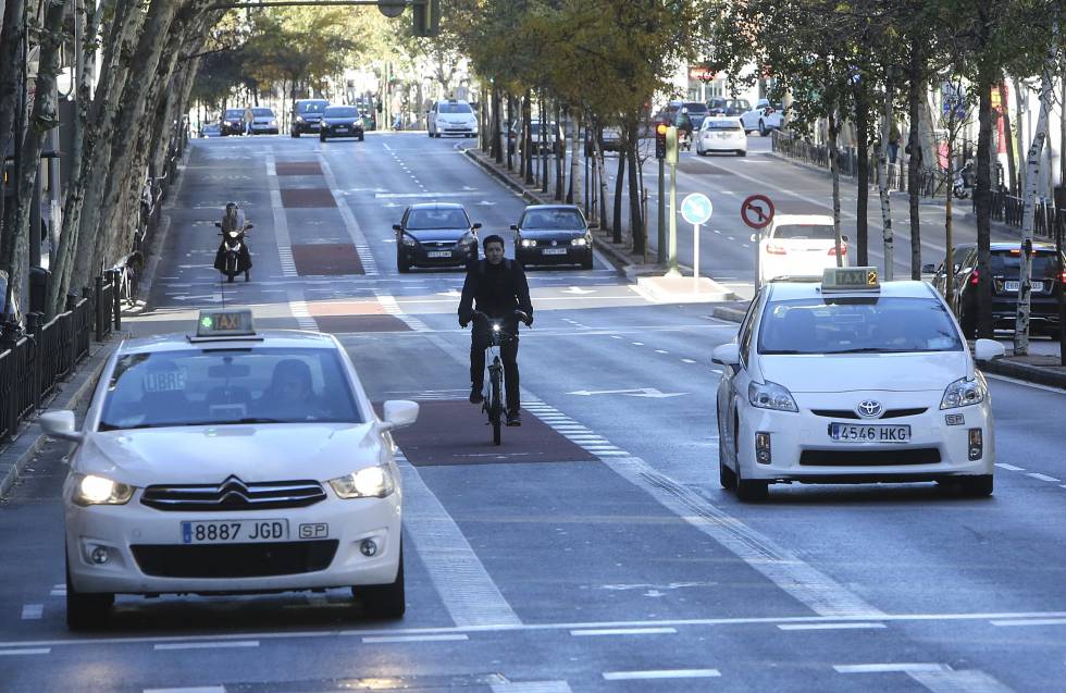 Carril bici en el bulevar de Carranza.