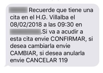 Hospitales públicos de Quironsalud instan a confirmar por sms sus citas, contra el criterio de Sanidad