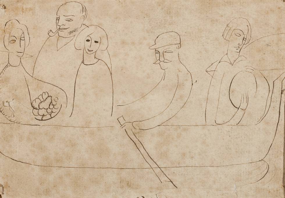 Dalí amb la seva família i el seu mariner, 'el Beti', a Cadaqués cap al 1920.