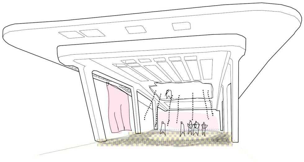 Boceto de la infraestructura efímera del proyecto Kópera.