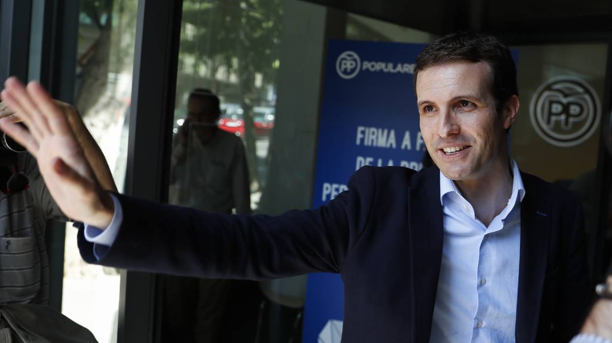 Pablo Casado, durante el anuncio de su candidatura a presidir el PP.