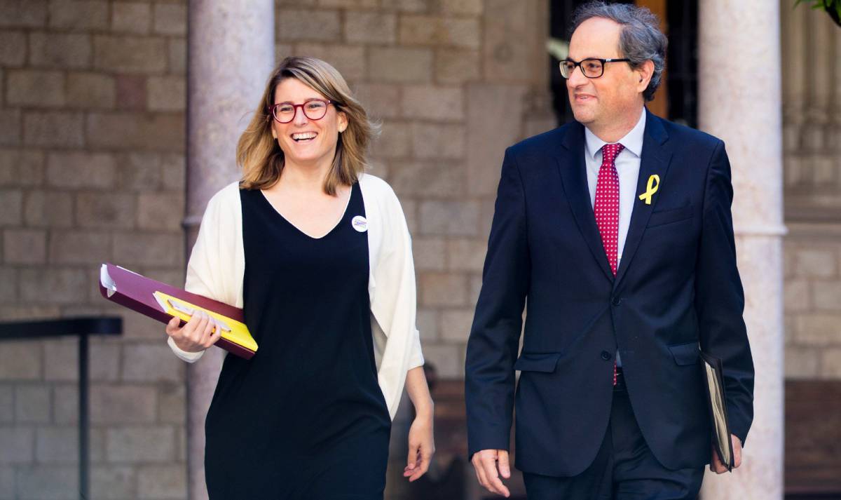 El presidente de la Generalitat, Quim Torra y la consellera de la Presidencia y portavoz del Govern, Elsa Artadi.
