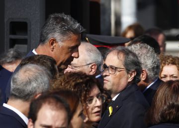 Torra y Albiol discuten minutos antes de empezar el homenaje a las víctimas en Cambrils
