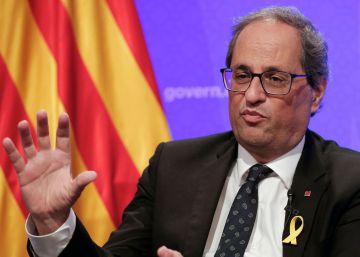 El presidente catalán Quim Torra durante la rueda de prensa con los corresponsales extranjeros