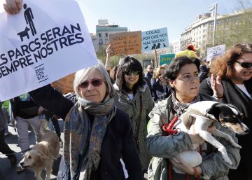 Una protesta pide más espacios
para que los perros vayan sin atar