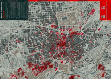 El mapa que muestra los lugares de Madrid bombardeados en la Guerra Civil