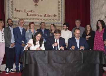 Puig, Oltra y Dalmau firman en Alicante la renovación del Botànic