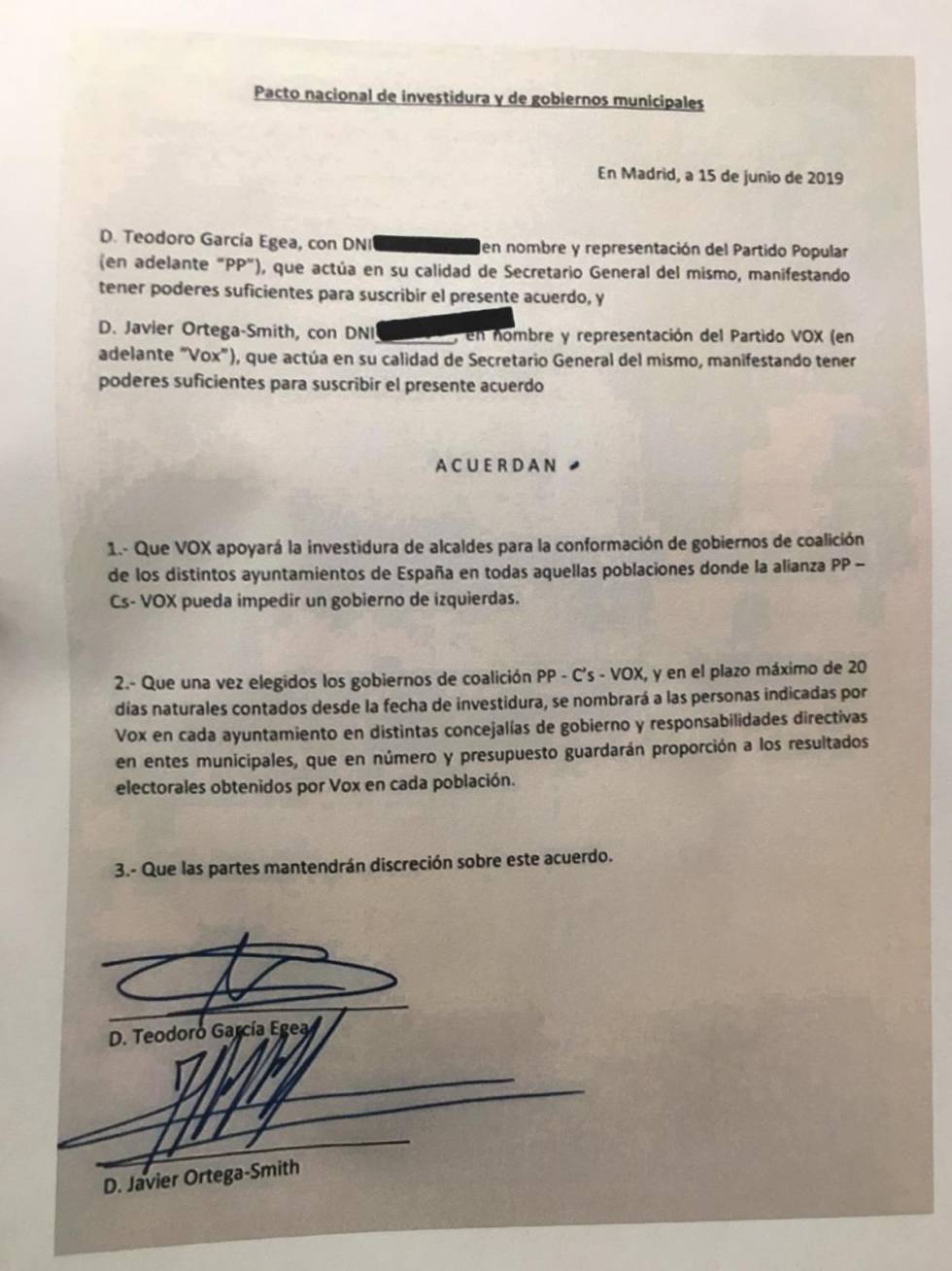 Vox asegura que renuncia a ocupar concejalías en el Ayuntamiento de Madrid y se queda en la oposición