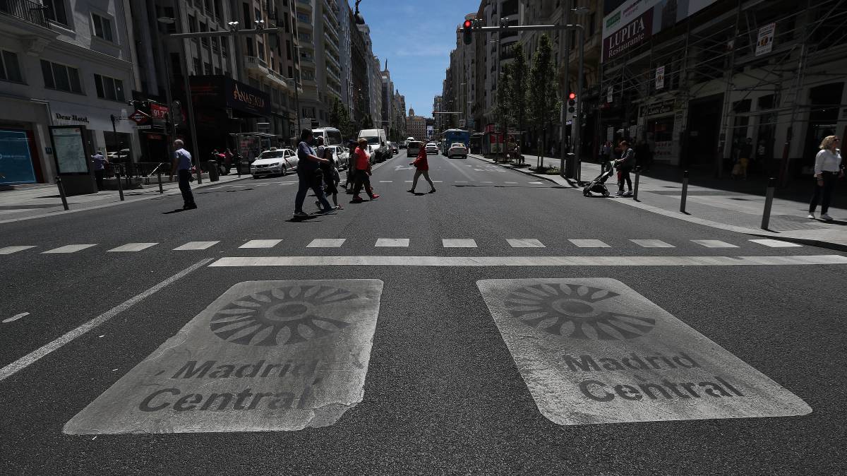 Vista de la Gran Vía, en una imagen tomada desde plaza España.