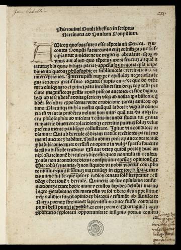 Primera pàgina de l'incunable de Jeroni Pau que ha incorporat la Biblioteca Nacional de Catalunya.