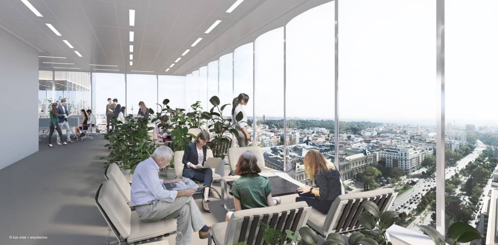 Recreación desde el interior de una de las plantas de las futuras Torres Colón.
