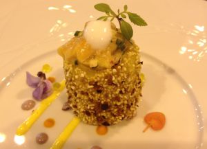 'Causa de salmón rosado a mi manera', de Javier Briccheto, bocado ganador de Gourmetapa.