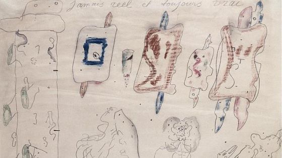 Dibujo de 1945 de Antonin Artaud con la inscripción