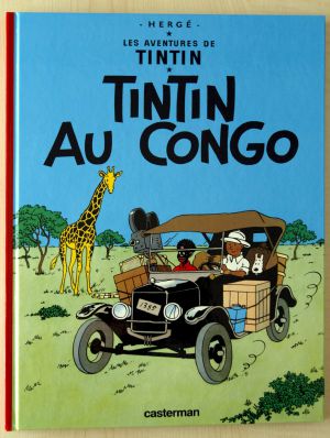 Portada de Tintín en el Congo, el álbum más polémico de Hergé.