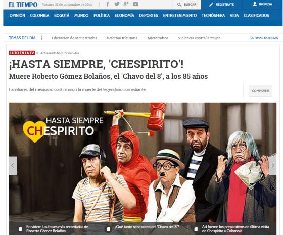 La muerte de Chespirito en la prensa internacional