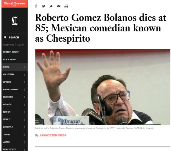 La muerte de Chespirito en la prensa internacional