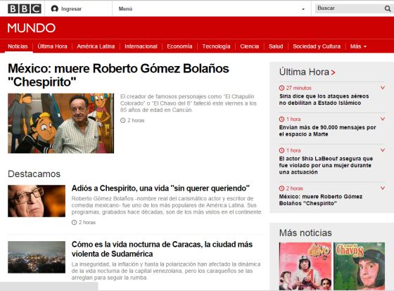 La muerte de Chespirito en la prensa internacional
