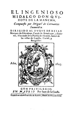 Primera página de 'Don Quijote de la Mancha'.