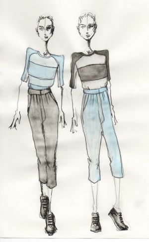 Boceto de Paula de Andrés para el traje de las azafatas.