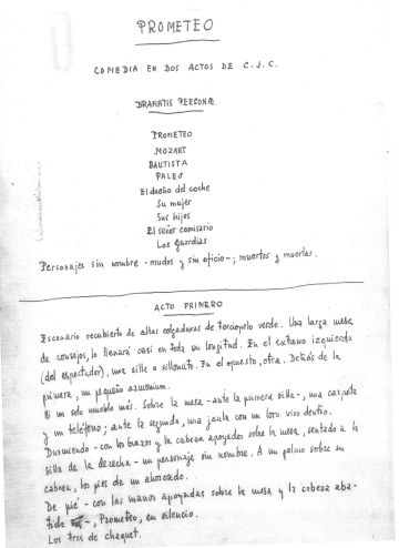 Imagen del manuscrito del guion para cine de 'Prometeo'.