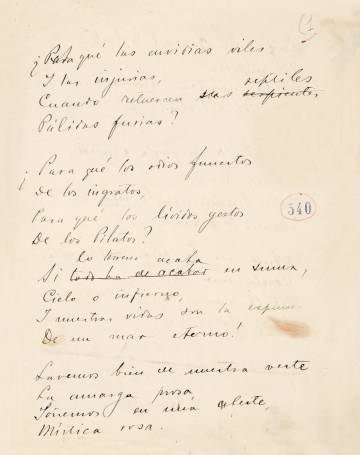 Manuscrito del poema 'Canción de otoño', de Darío.