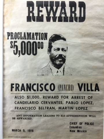 El afiche con el que EE UU ofrecía recompensa por Villa.