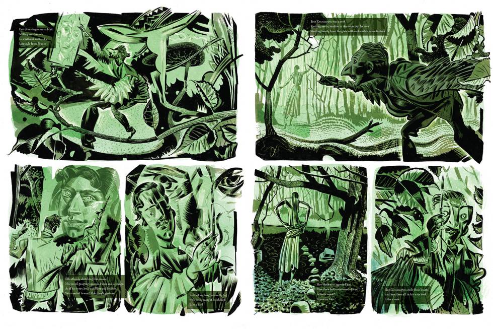 Una doble página del biopic de Nash de Dave Mckean.