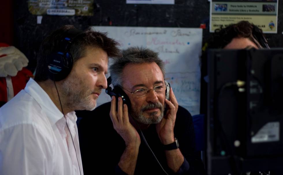 Gastón Duprat y el actor Óscar Martínez, durante el rodaje.