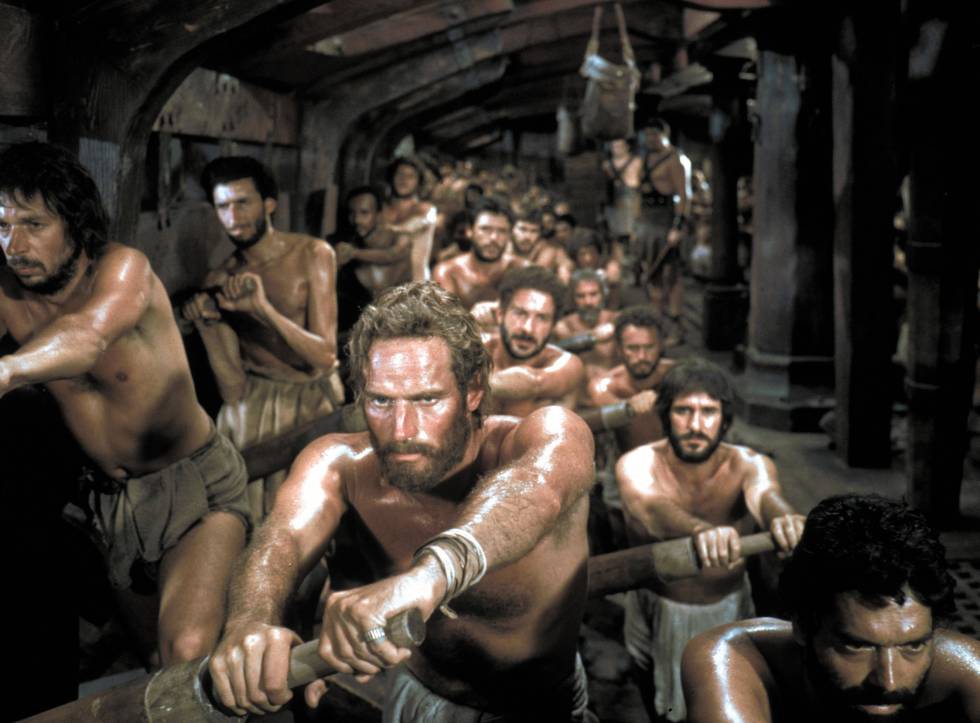 Judá Ben-Hur, castigado en las galeras. Judá Ben-Hur, castigado en las galeras.
