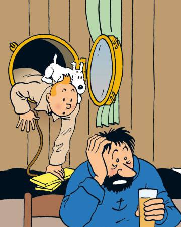Tintín y el capitán Haddock, en una de las viñetas de Hergé.