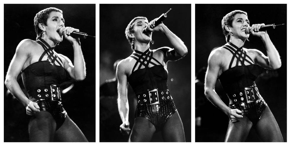 Ana Torroja durante uno de sus últimos conciertos en la plaza de toros de Las Ventas (Madrid) el 15 de septiembre de 1992.