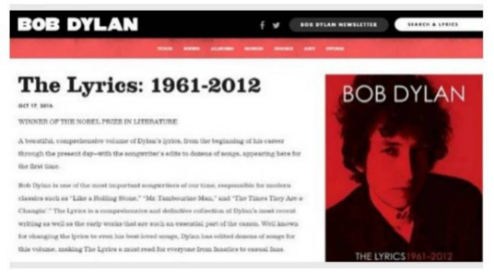 El web de Bob Dylan reconeix el Nobel i després rectifica