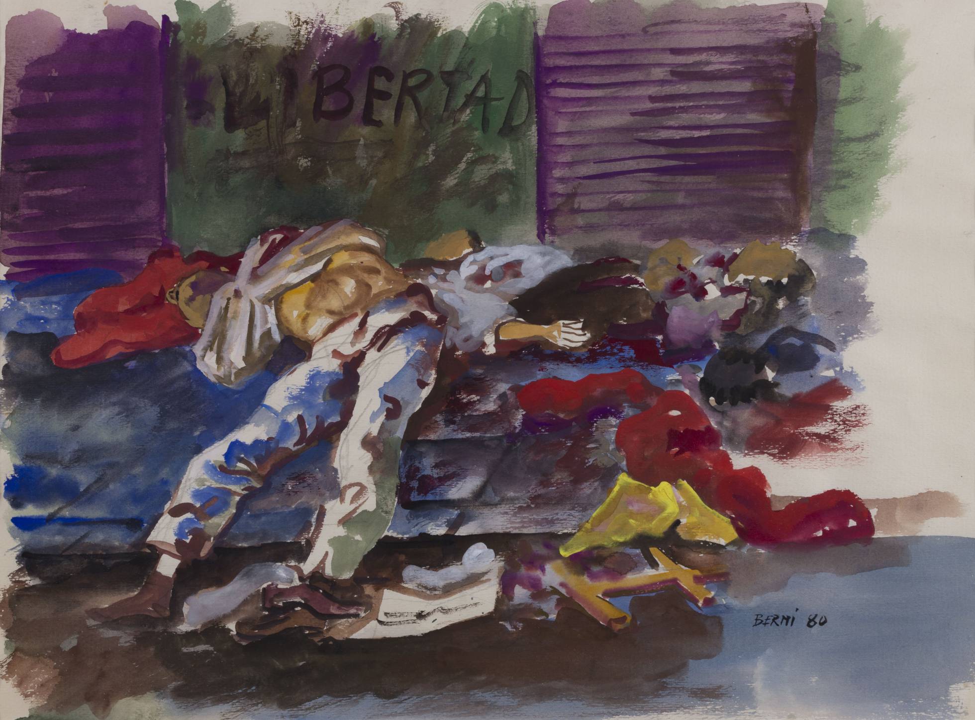 Obra de Berni en acuarela, acrílico y lápiz sobre papel. 1980. Obra de Berni en acuarela, acrílico y lápiz sobre papel. 1980.