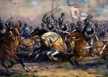 El rey Juan I de Bohemia, en la batalla de Cr&eacute;cy de la guerra de los Cien A&ntilde;os.