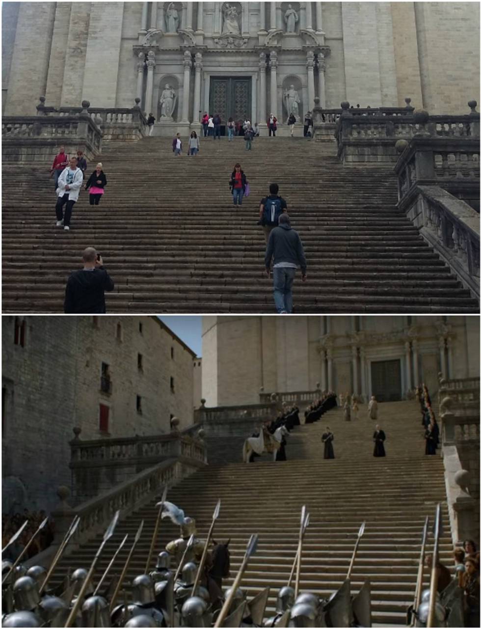 Escaleras de la plaza de la catedral de Girona.