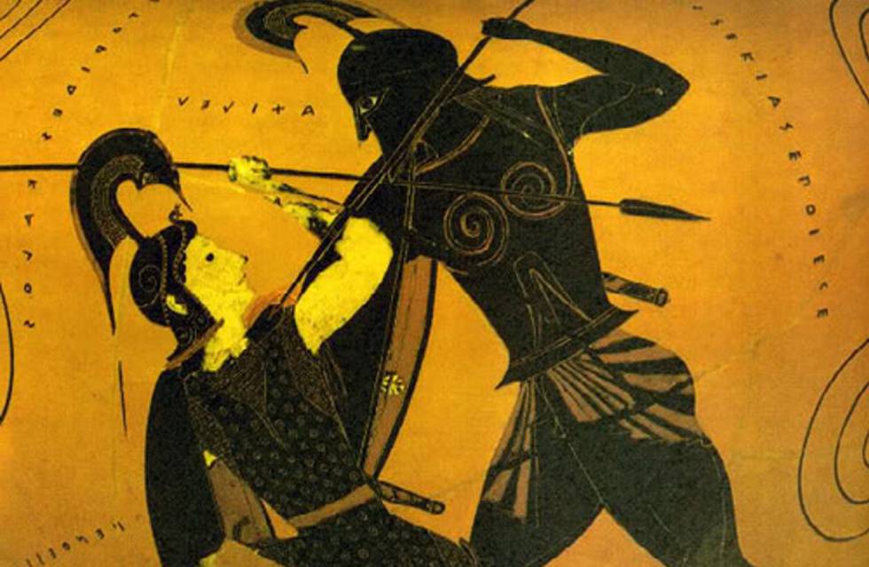 Aquiles mata a Héctor en una pintura de un vaso griego del siglo VI antes de Cristo