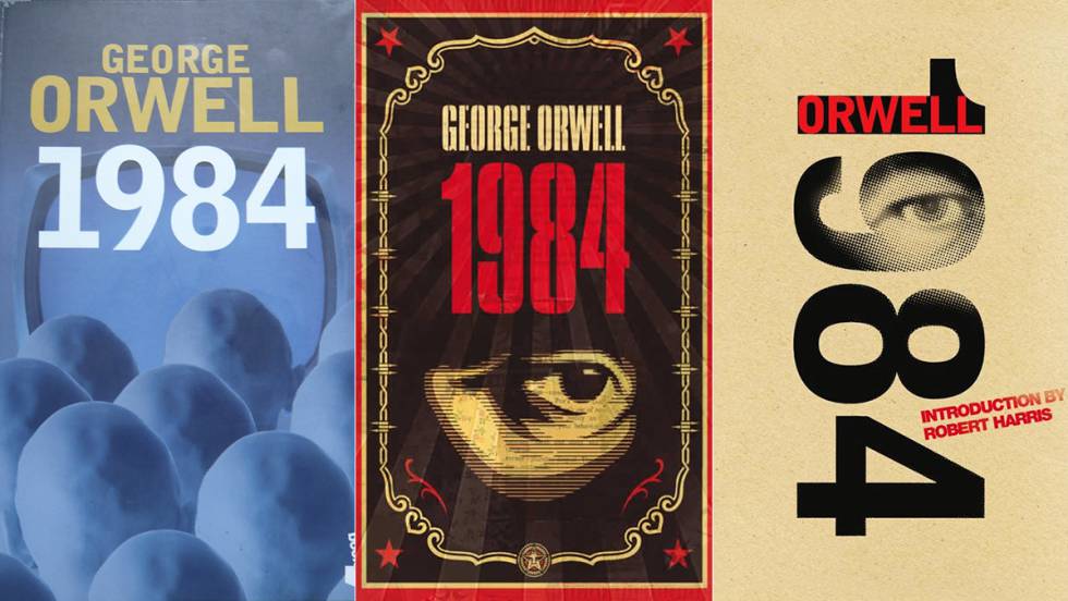 Capas de várias edições do romance '1984', de George Orwell.