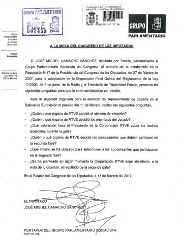 El PSOE lleva al Congreso la bronca de ‘Objetivo Eurovisión’