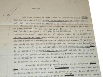 Prueba de galera de 'El jardín de senderos que se bifurcan' de Borges.