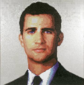 Retrato del príncipe Felipe, hoy rey, hecho por el grupo Mondongo en 2003.