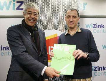 Albert Salmerón (d) y Tito Ramoneda durante la presentación del 'Anuario de la Música en Vivo'.