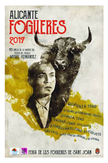 El poeta Miguel Hernández, cartel
de la feria alicantina de Hogueras