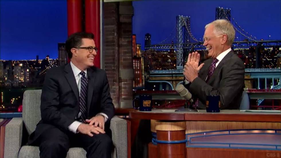Stephen Colbert y David Letterman.