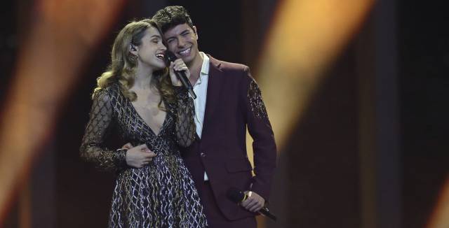 Amaia y Alfred en su actuación en la final de Eurovisión 2018.