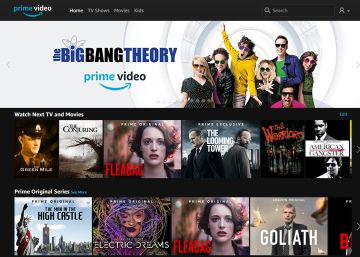 El menú de Amazon Prime Video.