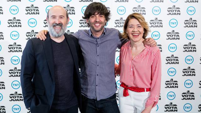 Cámara, San José y Pujalte, en la presentación de 'Vota Juan'.