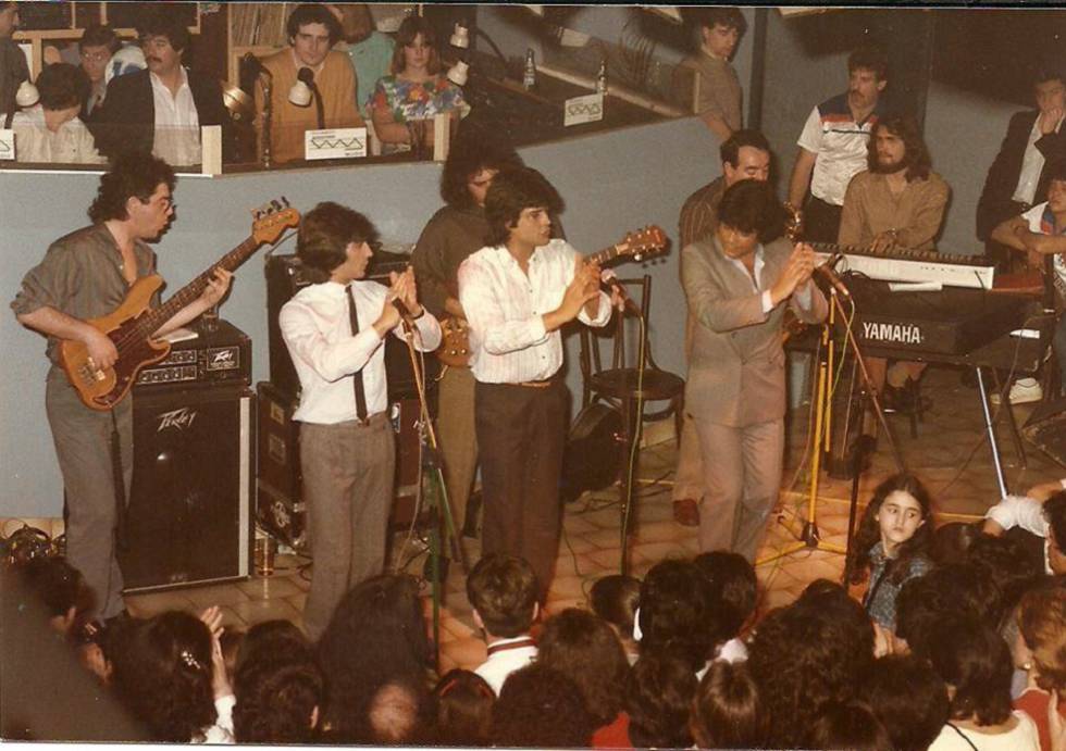 El grupo 'Los Chunguitos' en el 'Disco Rojo' de Bruselas en 1985.